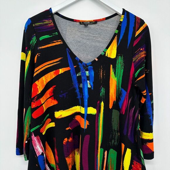 Lior Paris Tunic Top‎ Shirt Blouse Size Small 3/4 Roll Tab Sleeve Art to Wear - Picture 4 of 13